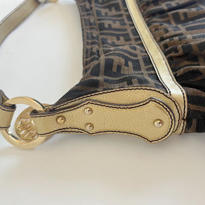 Fendi Zucca Chef Hobo with gold leather trim