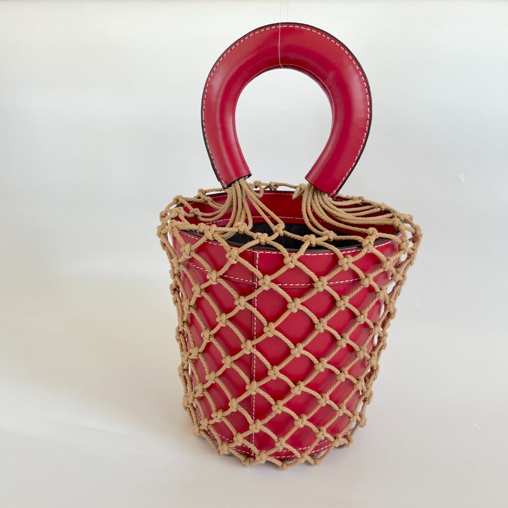 Staud Moreau Macramé and leather bucket bag