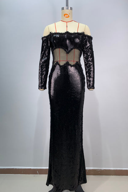 loveedsTM-Sexy one-shoulder dress with sequin embroidery-vx