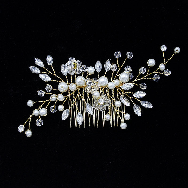 White Crystal Evening Plate Hair Comb