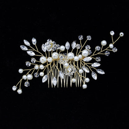 White Crystal Evening Plate Hair Comb