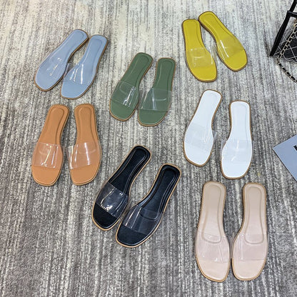 Transparent rubber flat slippers