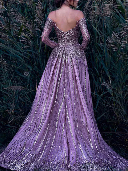 Illusion Deep V-Neck Evening Dress