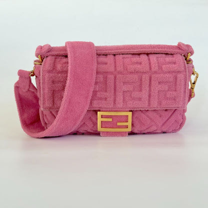 Fendi pink terry cloth medium baguette bag