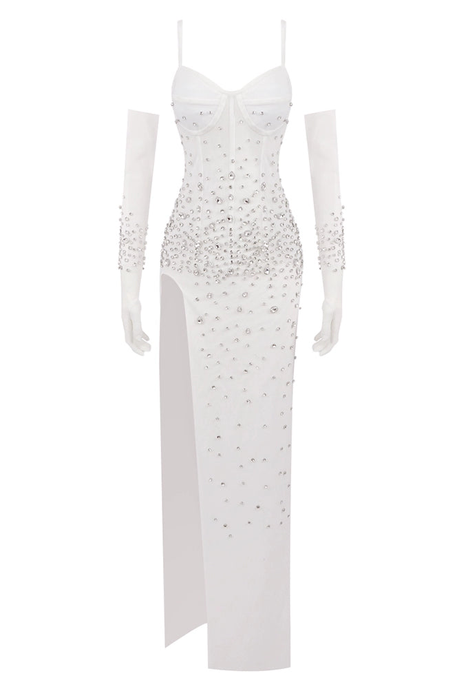 loveedsTM-High elastic mesh hand-beaded suspender dress-vx