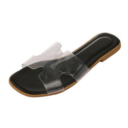 Transparent rubber flat slippers
