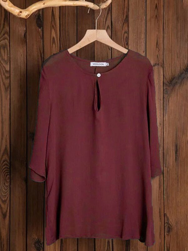 Solid Color Cotton And Linen Women's Shirt