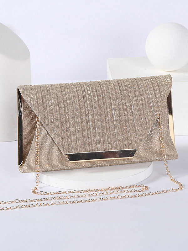 Simple Pleated Sequined Evening Bag