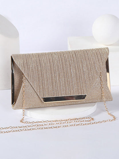 Simple Pleated Sequined Evening Bag