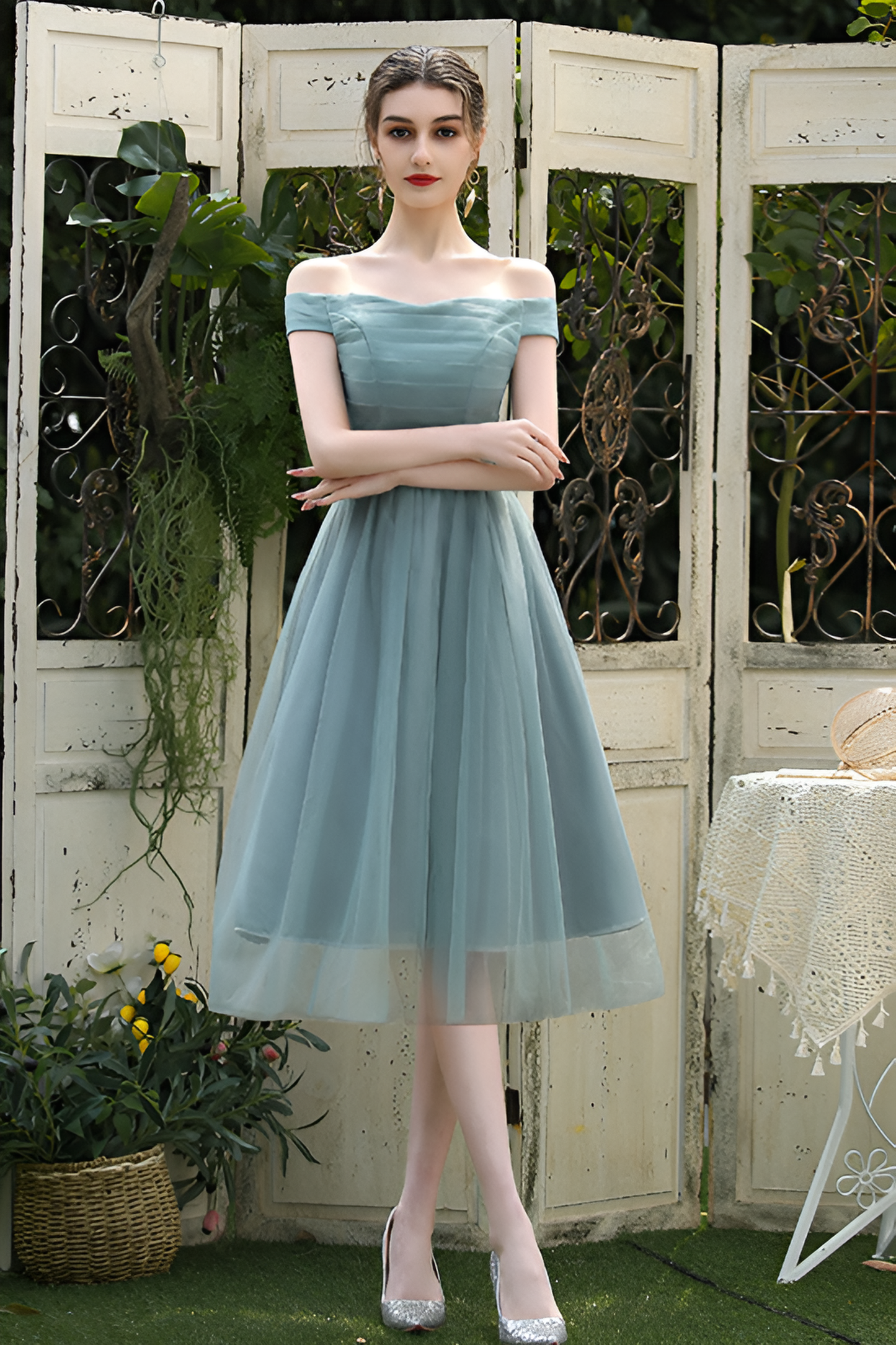 loveedsTM-Elegant Mesh Bridesmaid Dress