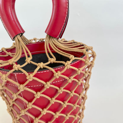 Staud Moreau Macramé and leather bucket bag