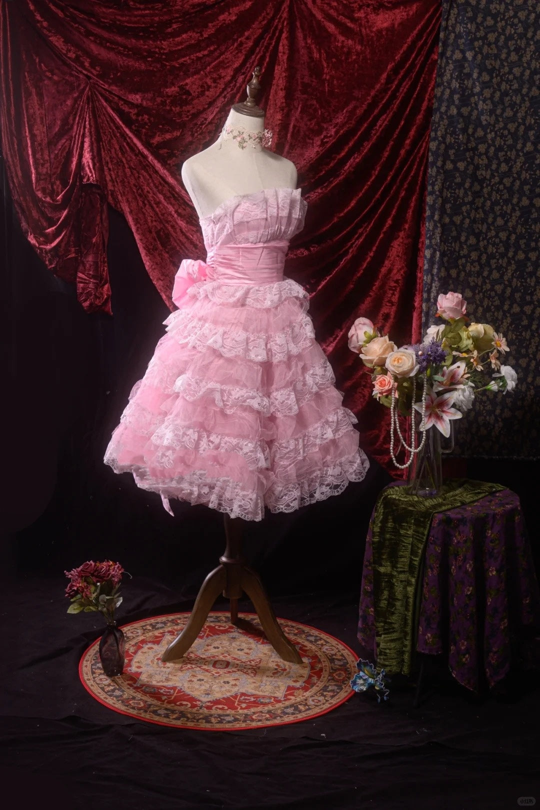 Pink Sweet Lace Homecoming Dress Vintage Prom Dress Birthday Dress gh4540