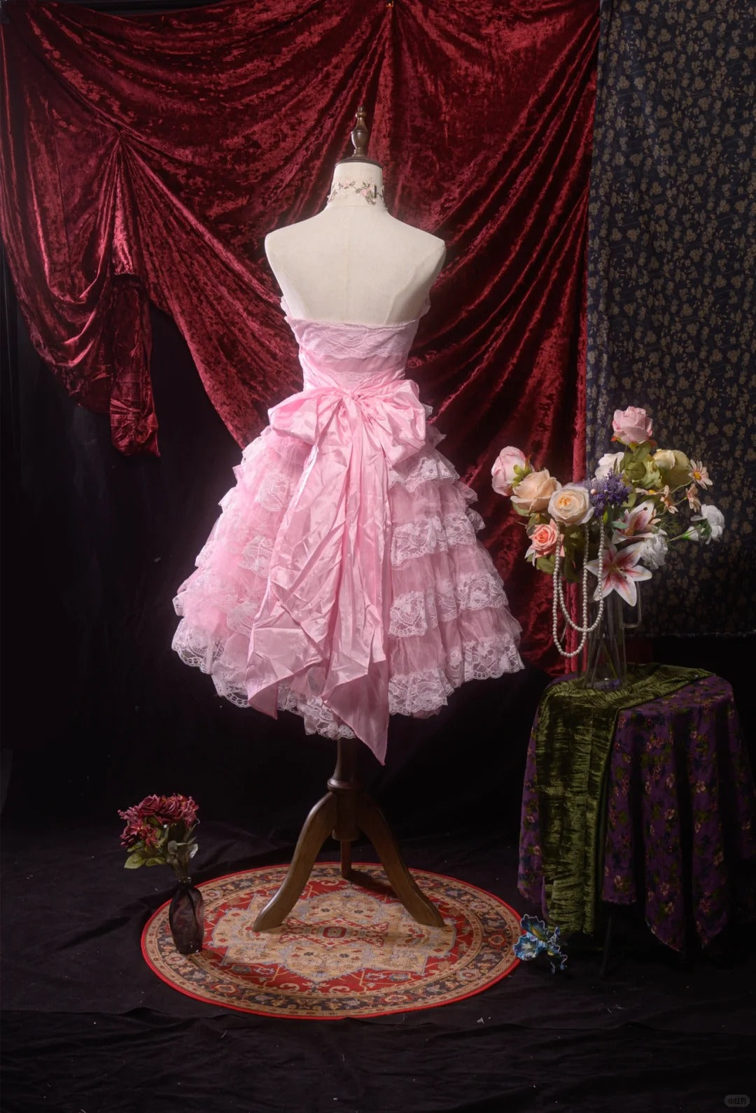 Pink Sweet Lace Homecoming Dress Vintage Prom Dress Birthday Dress gh4540