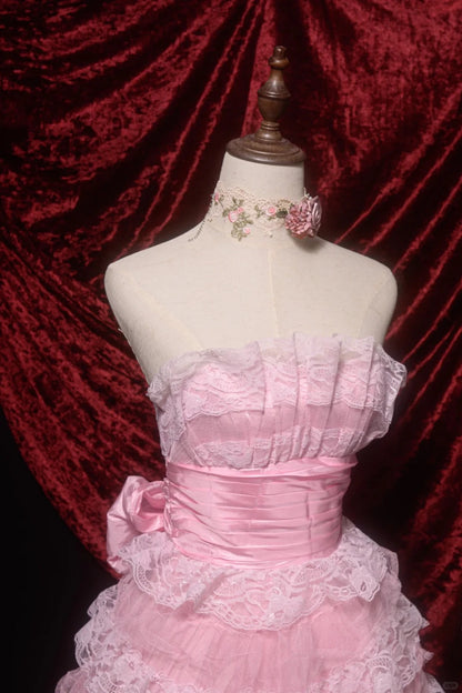 Pink Sweet Lace Homecoming Dress Vintage Prom Dress Birthday Dress gh4540