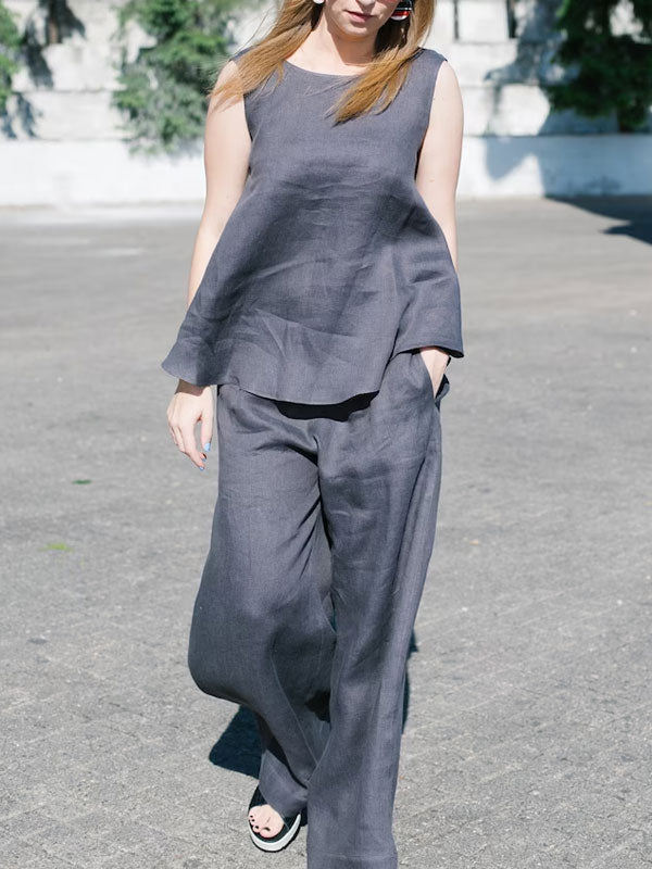 Casual Round Neck Simple Women's Suit