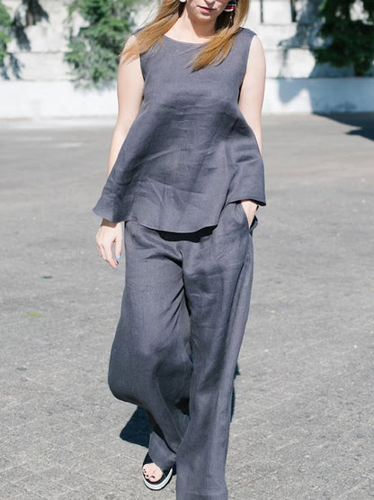 Casual Round Neck Simple Women's Suit