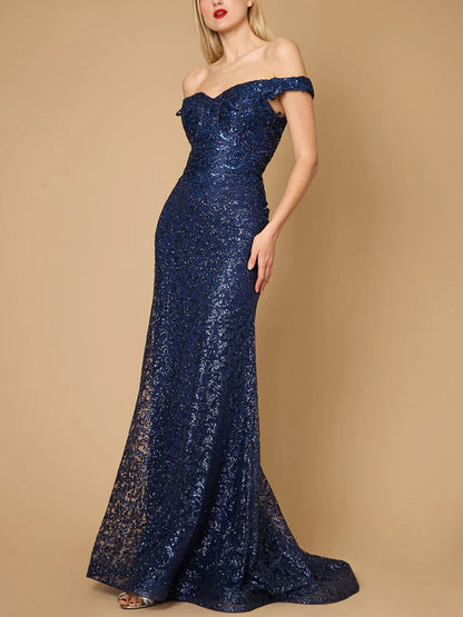 Tube Top Solid Color Sequins Maxi Dress