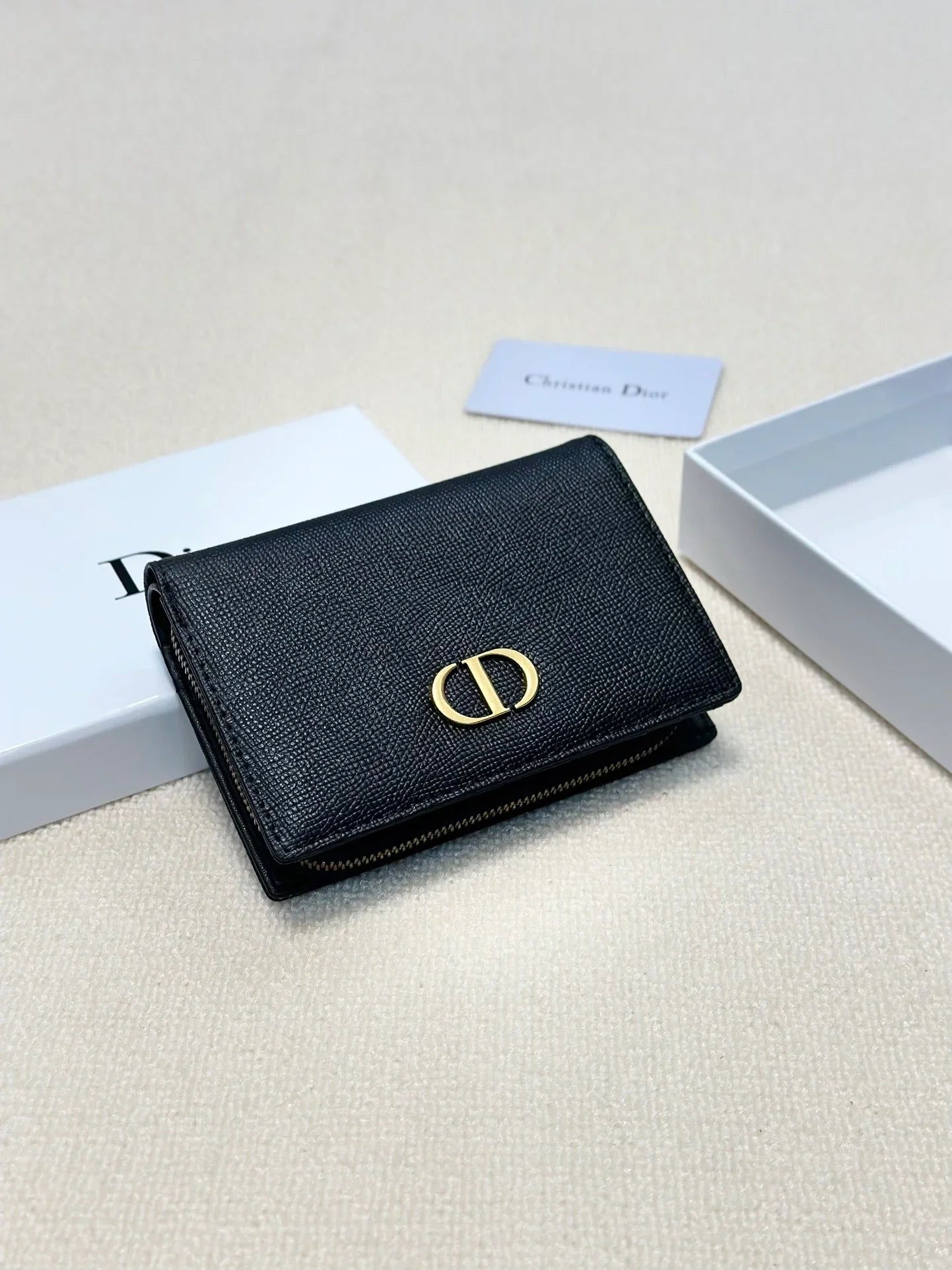 Dior Leather Black Wallet 13.5x9.5x3.5cm