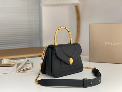 Bvlgari Serpenti Reverse Top Handle Black Bag - 22.5 X 15 X 7cm