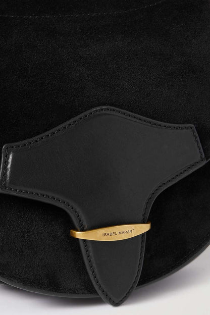 ISABEL MARANT Botsy leather-trimmed suede shoulder bag