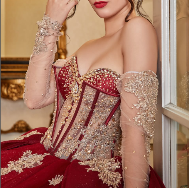 Gorgeous Red A Line Sweetheart Neck Appliques Beaded Tulle Quinceanera Dresses Ball Gown SH2557