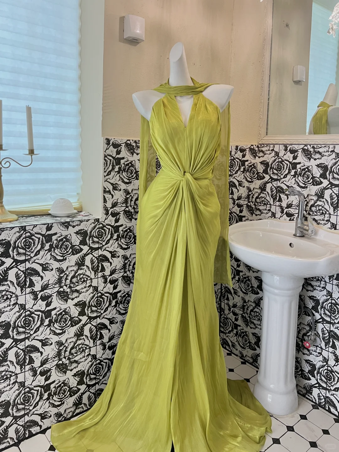 Flowy Green Mermaid V Neck Chiffon Long Party Dress Prom Dress Formal Dress SH3851