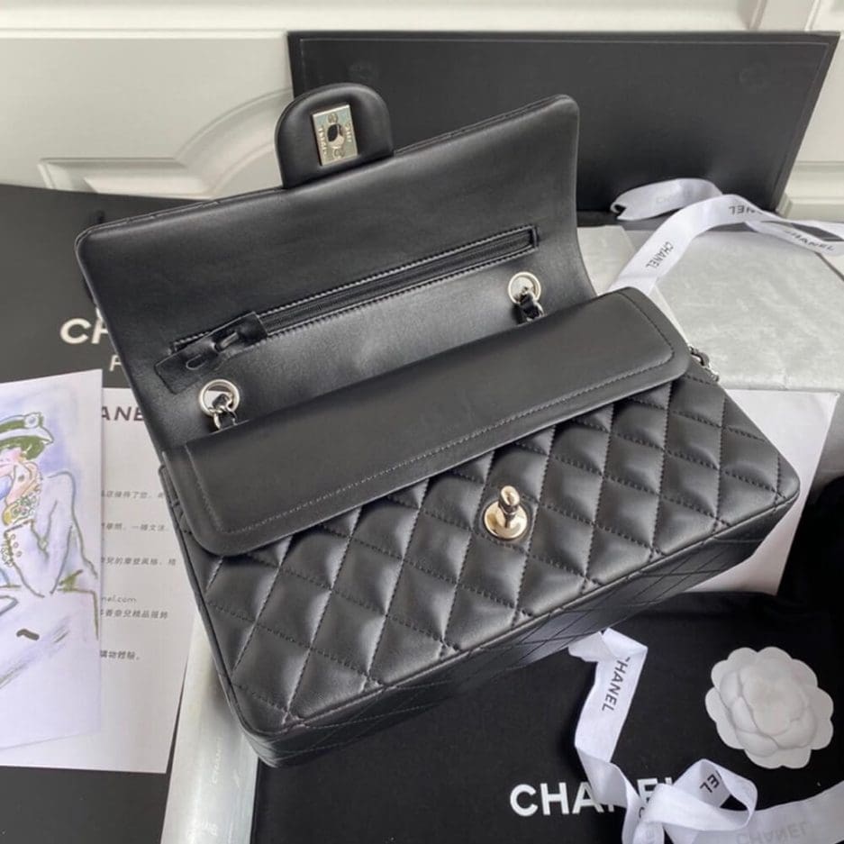 CHANEL CLASSIC HANDBAG Lambskin & Silver Metal
