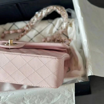 CHANEL Caviar Quilted Medium Double Flap Light Pink