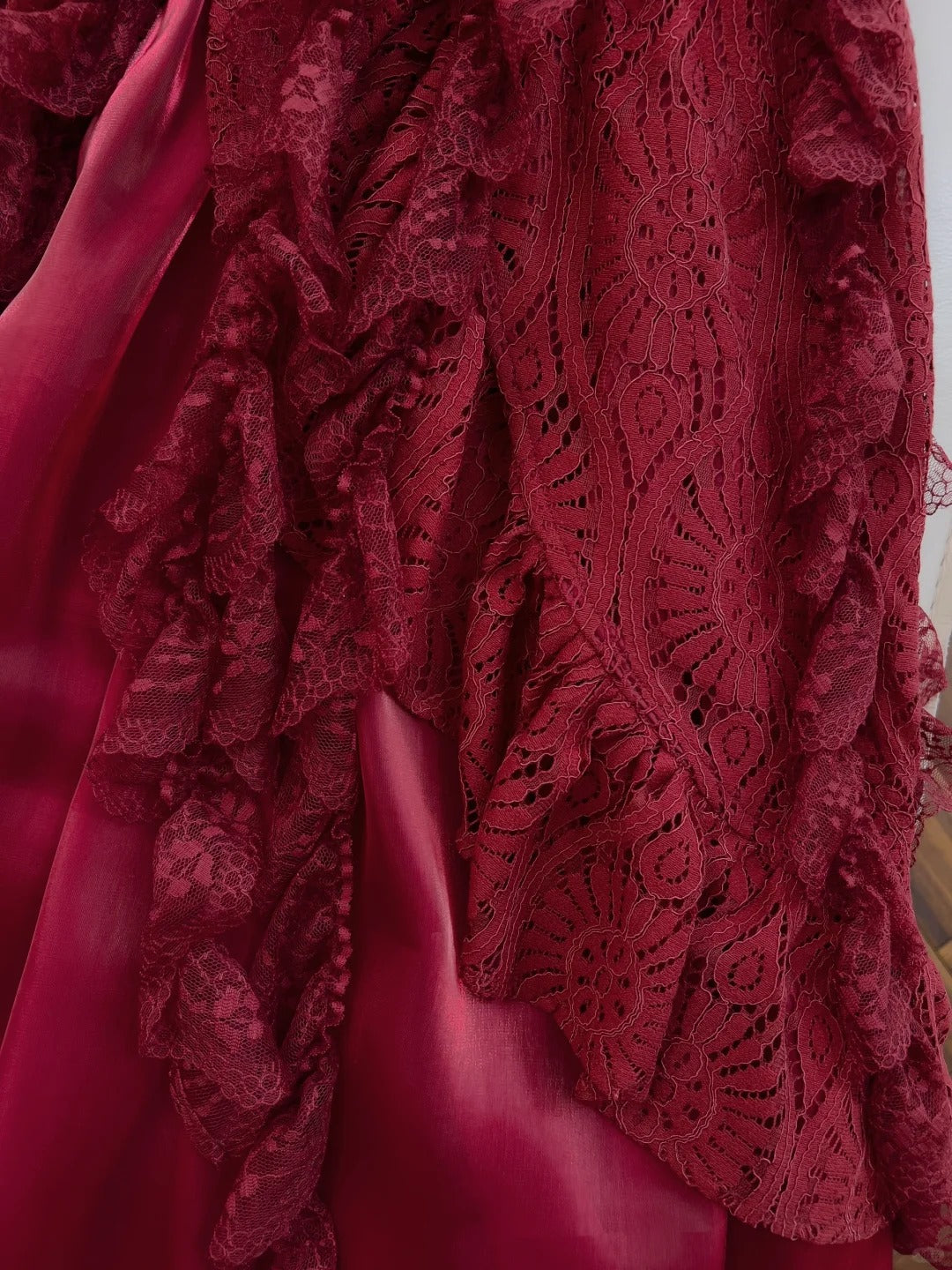 Burgundy Vintage Long Satin Ball Gown Birthday Party Dress Evening Dress gh4409