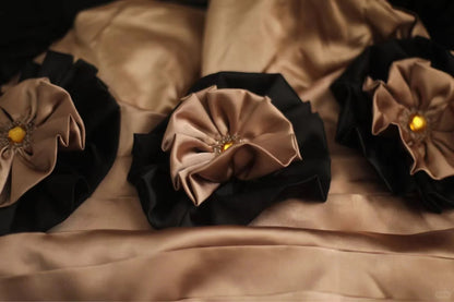 Tea Color Fashion Floral Short Front and Back Length Short Satin Homecoming Dress Fashion Birthday Party Dress Evening Dress gh4816