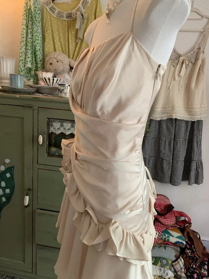 Stunning Champagne Sweet Cute Short Irregular Floral and Irregular Hem Chiffon Satin Homecoming Dress Evening Dress Birthday Party Dress Prom Dress Prom Dress gh3923