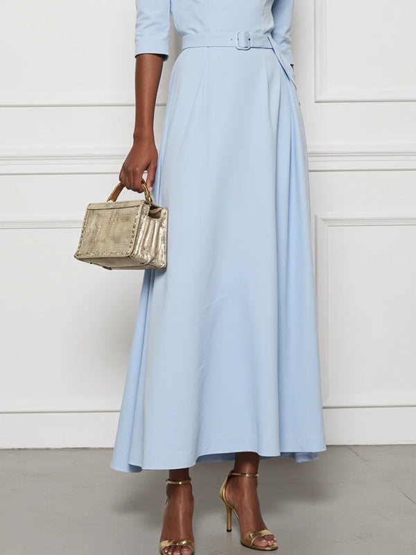 Cotton Off The Shoulder Half Sleeve A-Line Maxi Dress