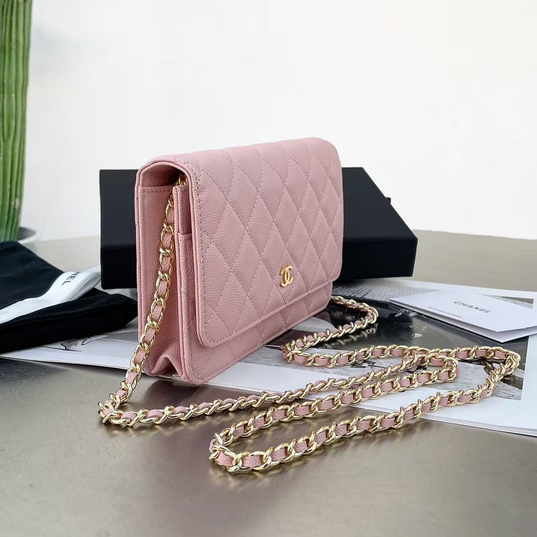 Chanel Classic Wallet on Chain WOC Light Pink Caviar Gold Hardware