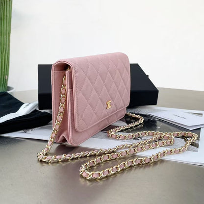Chanel Classic Wallet on Chain WOC Light Pink Caviar Gold Hardware