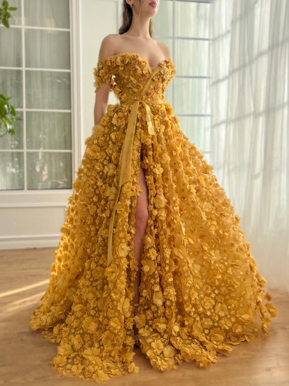 3d Flower Tube Top Maxi Dress