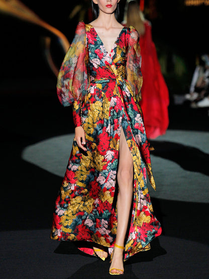 V-neck Slit Temperament Catwalk Women's Dress