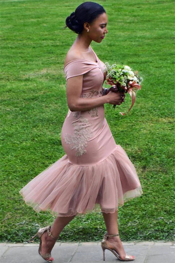 African Bridesmaid Dresses For Women Mermaid Off The Shoulder Short Wedding Party Dresses