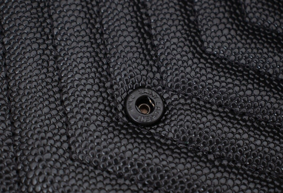 Saint Laurent Matelasse Grain de Poudre Matte Black Monogram Chain Wallet