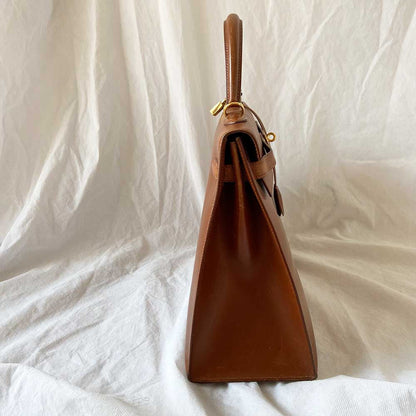 Hermes Brique Box Calf Leather Gold Hardware Kelly Sellier 35 Bag