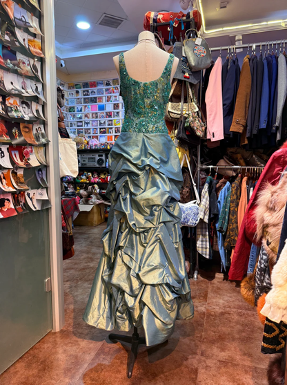 Green Gorgeous Fashion Vintage Delicate Floral Beaded Sequins Elegant Long Satin Ball Gown Evening Gown Party Dress gh4140