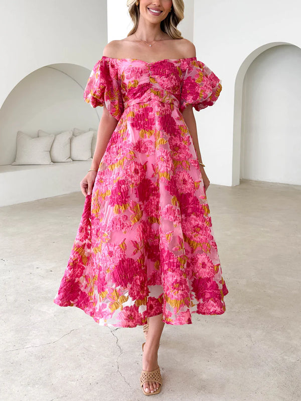 Off-shoulder Elegant Floral Dress