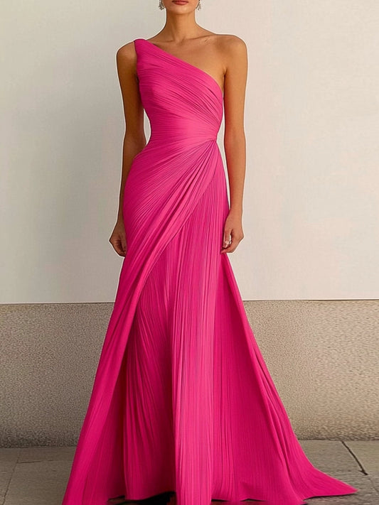 Formal Party Prom Dress One Shoulder Maxi Dress