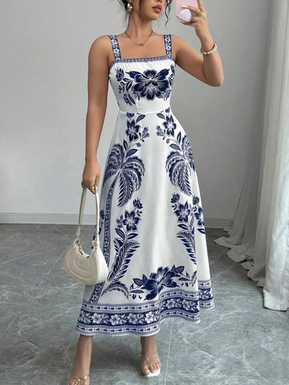 Elegant Temperament Waist Floral Women's Dress