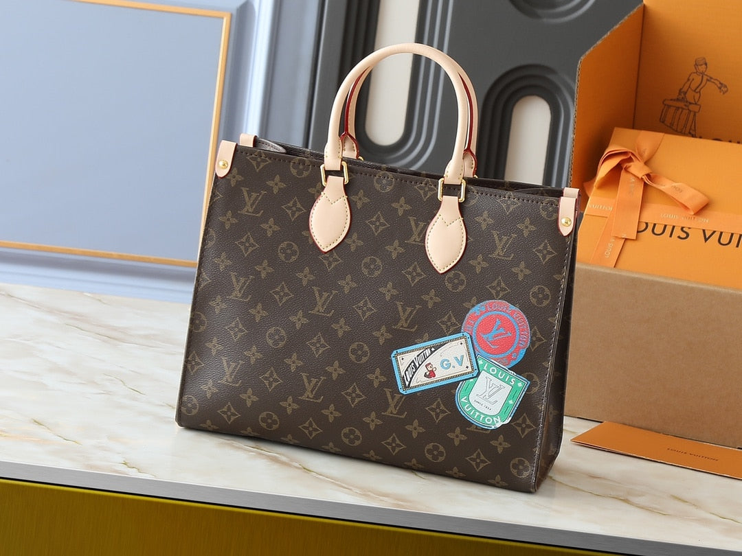 LOUIS VUITTON ON THE GO MM MON MONOGRAM BROWN 35CM P01898