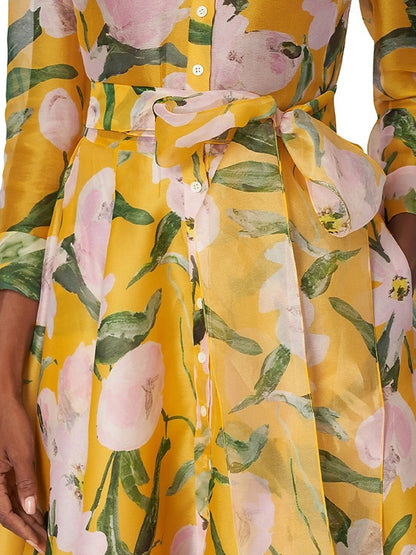 Elegant Chiffon Printed Women's Shirt Dress