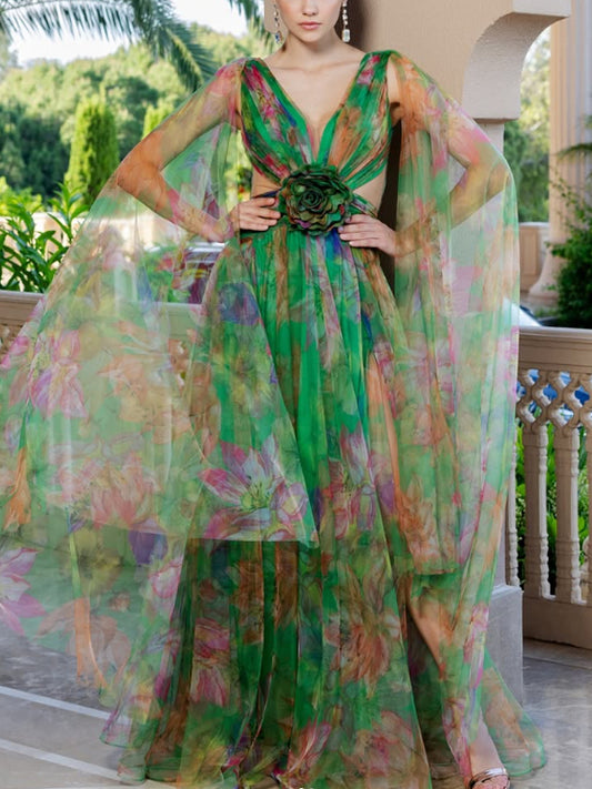 Color Matching Tulle Temperament Sexy Festival Women's Dress