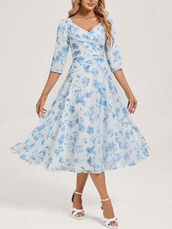 Chiffon Floral Elegant Garden Women's Dress