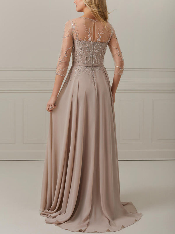 V-neck Lace Print Maxi Dress