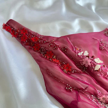 Pink gradient gorgeous fashion exquisite beading long chiffon elegant ball gown evening dress party dress gh3288