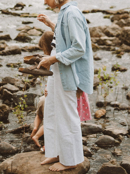 Solid Color Simple Cotton and Linen Women's Shirt